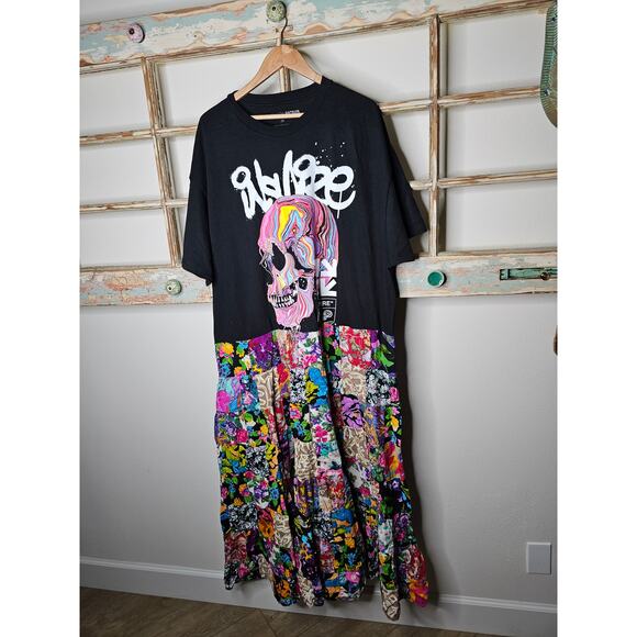 ONE OF A KIND T-Shirt BOHO flowy Patchwork Dress Ladies size 2X - Picture 10 of 12